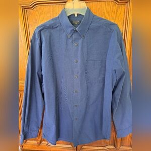 Dockers Blue Casual Button Down Shirt Relaxed Fit